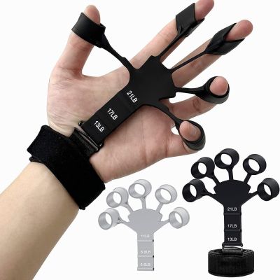 Adjustable Finger & Hand Grip Strengthener with Wrist Strap &ndash; 3 Resistance Levels 5.9 / 7.7 / 9.5 kg