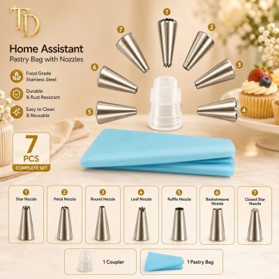 Cake Decorating Piping Bag Set with Multiple Stainless Steel Nozzles