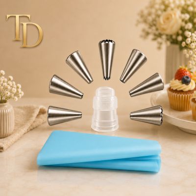 Cake Decorating Piping Bag Set with Multiple Stainless Steel Nozzles