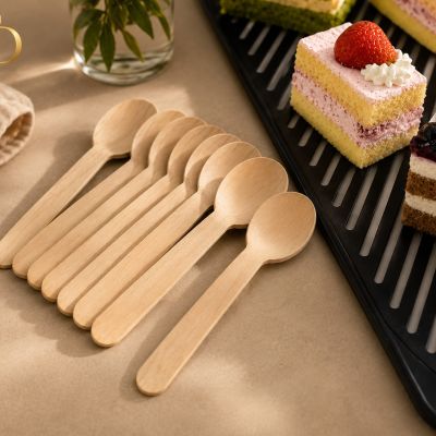 Wooden Dessert & Serving Spoons &ndash; 12 Pieces