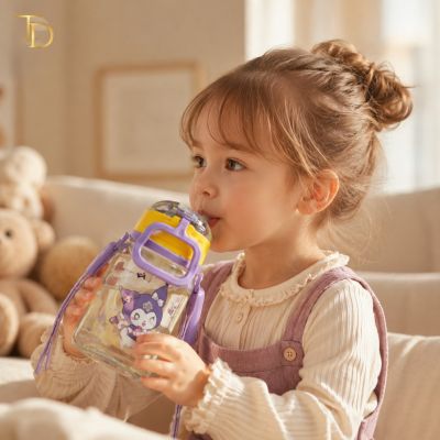 Kids Water Bottle with Lid & Carry Handle &ndash; Cartoon Design