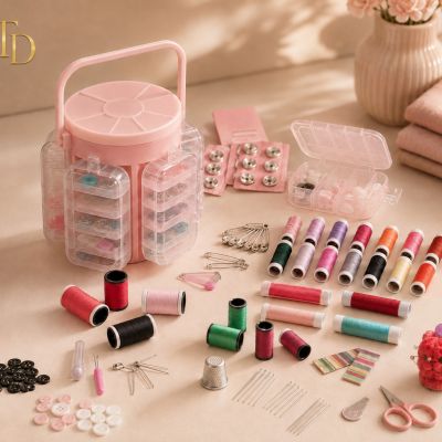 Complete Multi-Piece Sewing Kit with Organizer Case