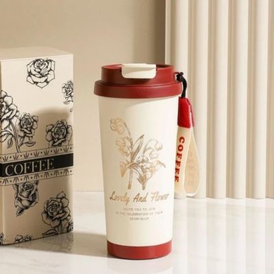 مج قهوة معزول من الفولاذ المقاوم للصدأ بغطاء وشفاطة‎ وتصميم مانع للتسرب مزدوج الاستخدام (متعدد الوان)