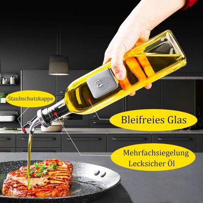 موزع الخل والزيت عبوة من قطعتين زجاجة زيت زجاجية مع صب زيتون غطاء مضاد للاوساخ 500 مل مانعة للتسرب وخالية التنقيط تشينكزي 2