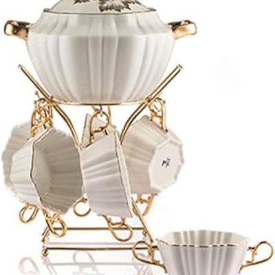 طقم مجات شوربة مارفل مع بولة من لوتس، بورسلين، متعدد الألوان،