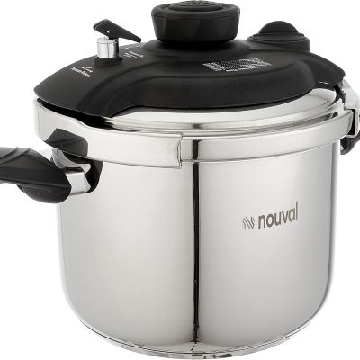 نوفال - طنجرة ضغط من الستانلس ستيل سعة 8 لتر - لون أسود