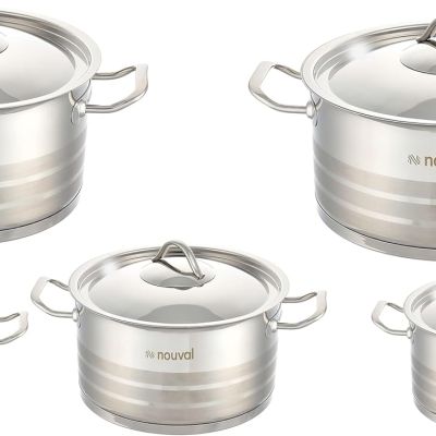 طقم حلل طق طهي من الستانلس ستيل من نوفال بيرفكت، 10 قطع