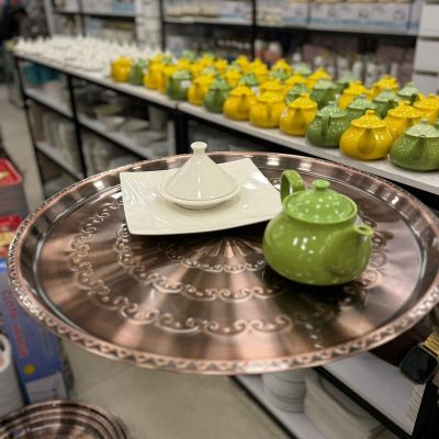 صينيه تقديم نحاس مدوره مناسبه للكبسه والمندي مقاس وسط