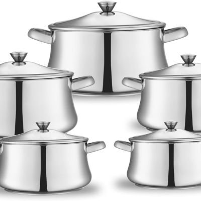 طقم حلل تيفال زهران كلاسيك، مقاس (16-20-22-26-30) - ستانلس ستيل