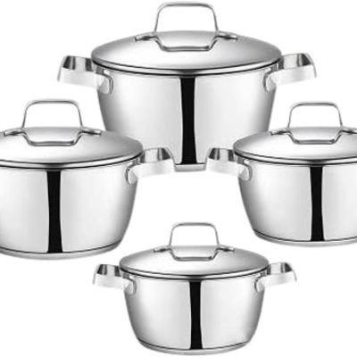 طقم حلل زهران اوبتيما، مقاس (16-20-24-28) سم، ستانلس ستيل - 330040999