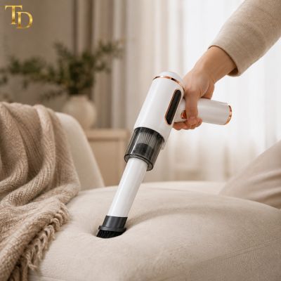 مكنسة كهربائية يدوية لاسلكية لتنظيف الأقمشة والأثاث &ndash; أبيض