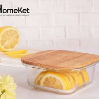 علبة تخزين طعام زجاجية مستطيلة من هابي بورن || علبة غداء زجاجية متعددة الاستخدامات لحفظ الطعام وصديقة للبيئة بغطاء من الخيزران || عبوات شفافة لتحضير الوجبات، عبوة من قطعة واحدة  DOLLAR FOR IMPOR T كود ‎B0C4FLPVXG