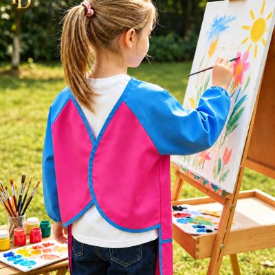 Kids Long-Sleeve Art & Painting Smock &ndash; Pink & Blue
