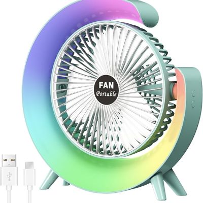 مروحة مكتب USB محمولة بـ3 سرعات مع 7 الوان متغيرة من دولار للاستيراد