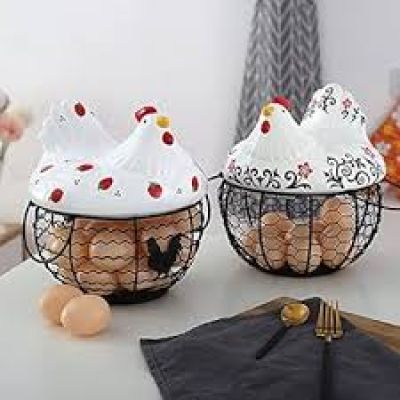 سلة تخزين بيض من الحديد المطاوع مع مقابض، حامل تخزين بيض مبتكر متعدد الاغراض للخضروات والفواكه والاطعمة  DOLLAR FOR IMPORT كود    B0C8Z48XH6