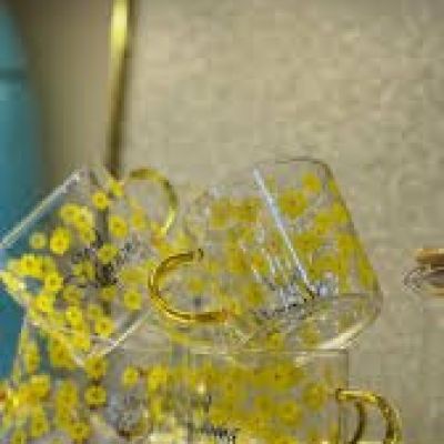 طقم فناجين قهوة صباح الخير بنقشة زهور، 6 قطع، سعة 120 مل (حوالي 120 مل  DOLLAR FOR IMPORT كود B0DQVW9CZH