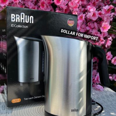 غلاية مياه استانلس من براون 💧   سعة 1.7 لتر، قوة 2200 وات، خامة استانلس متينة وسهلة التنضيف.   أداء قوي وسريع في غلي الميه، وكمان معاها ضمان Dollars for import