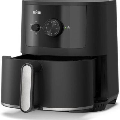 مقلاة براون ملتي فراي 3 الهوائية، تقنية ريل إير، سعة 4.3 لتر، طهي سريع، قوة 1500 واط، شاشة لمس رقمية، تحكم في درجة الحرارة، سهلة التنظيف، 8 برامج طهي، لون أسود Dollars for import