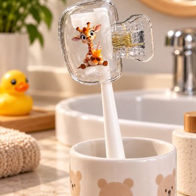 غطاء حماية لرأس فرشاة الأسنان بتصميم كرتوني &ndash; شفاف