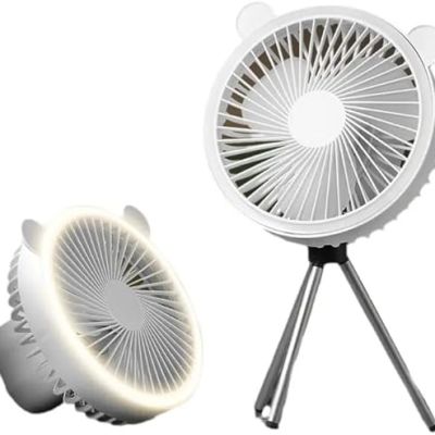 مروحة مكتب صغيرة محمولة بإضاءة ليد، وحامل ثلاثي القوائم بمنفذ USB، مع تصميم أذني دب، متعددة الألوان Dollars for impor B0F91SYYTD