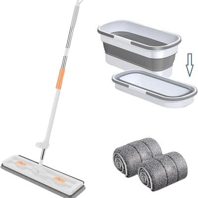 طقم ممسحة مسطحة كبيرة ودلو من أورجونيت، طقم ممسحة أرضيات ذاتية العصر، ممسحة تنظيف دوارة 360 درجة، ممسحة رطبة وجافة لتنظيف الأرضيات الخشبية والبلاط والصفائح Dollars for impor B0CJXRFCJX