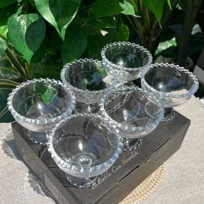 طقم كاسات زجاج كريستال 6 قطع كبار للمكسرات أو الجيلي 