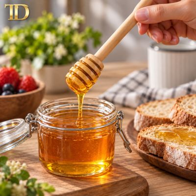 ملعقة عسل خشبية لتوزيع العسل والشراب &ndash; عصا عسل بتصميم حلزوني