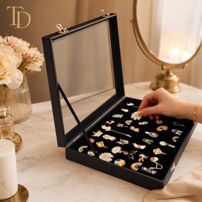 Brooch & Pin Display Organizer Box with Clear Lid