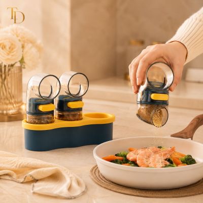 3-Piece Push-Button Spice Dispenser Set with Holder