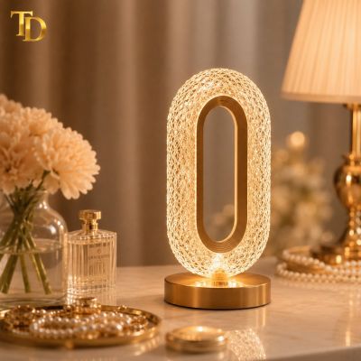 Oval Crystal-Style LED Decorative Table Lamp &ndash; 26 cm