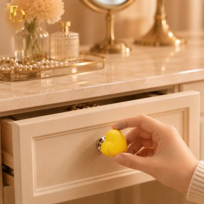 Heart-Shaped Ceramic Cabinet & Drawer Knob &ndash; Yellow