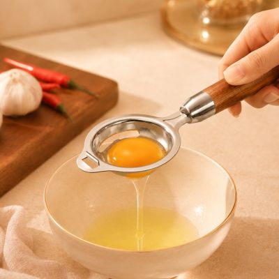Egg Yolk Separator with Wooden Handle