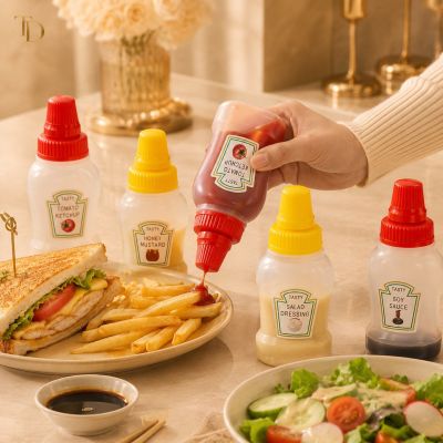 4-Piece Plastic Squeeze Sauce Bottle Set