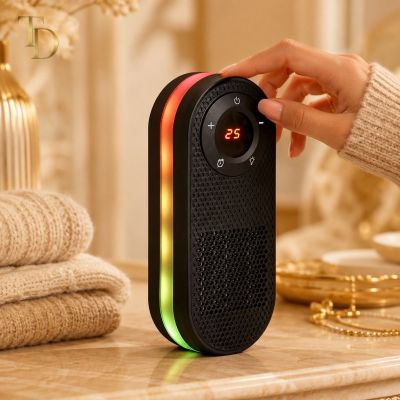 Compact Electric Heater with Digital Display & Ambient Light